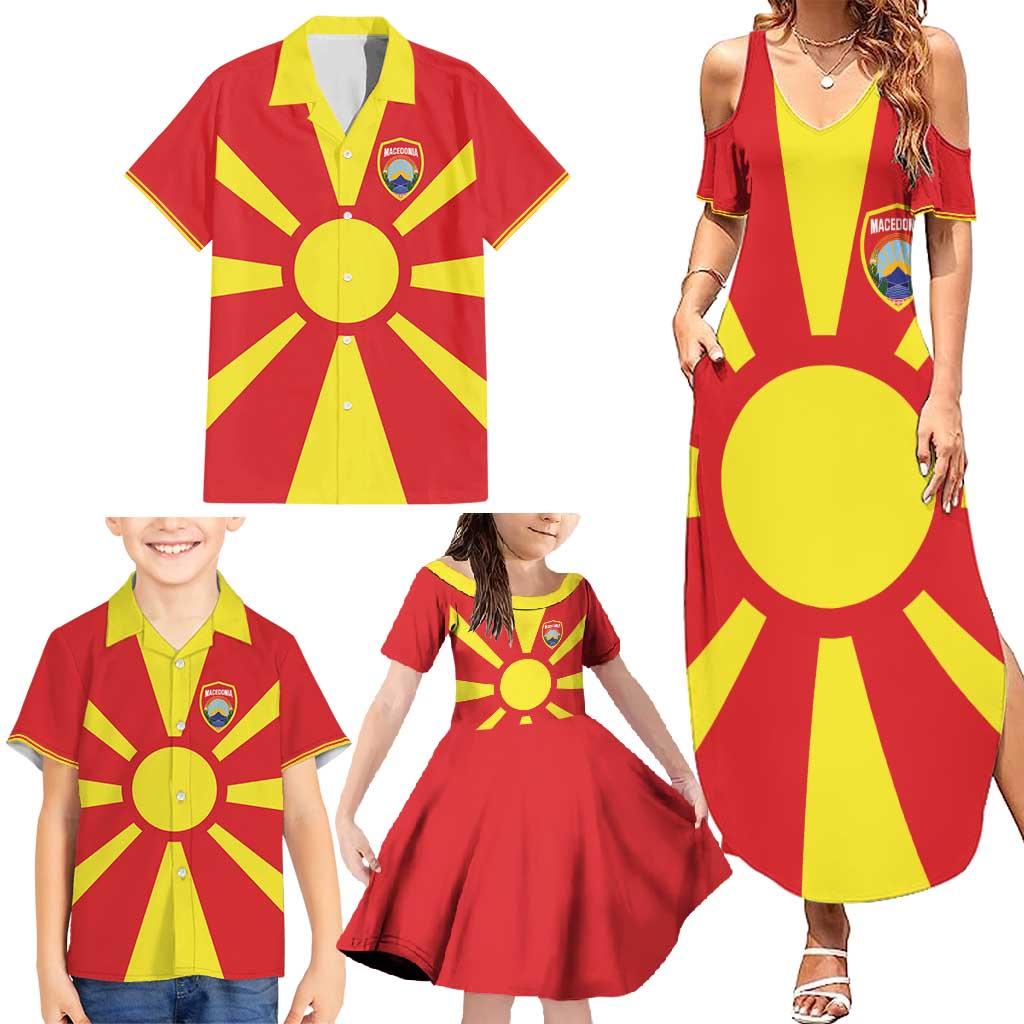 Custom Macedonia Family Matching Summer Maxi Dress and Hawaiian Shirt Flag Style - Wonder Print Shop