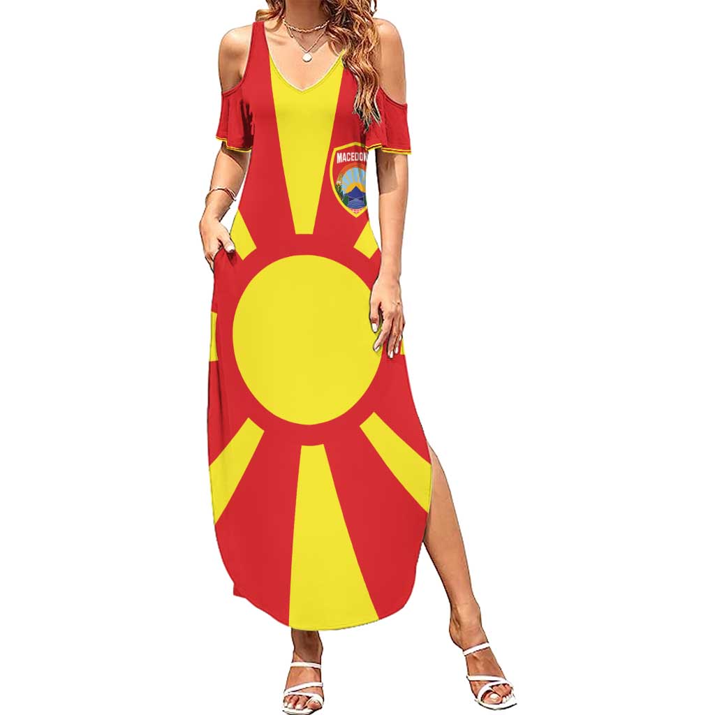 Custom Macedonia Family Matching Summer Maxi Dress and Hawaiian Shirt Flag Style - Wonder Print Shop