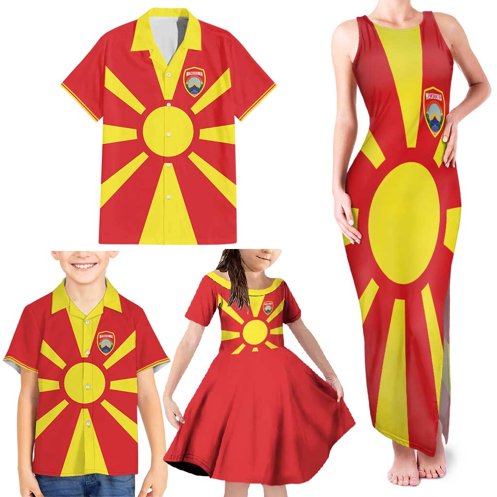 Custom Macedonia Family Matching Tank Maxi Dress and Hawaiian Shirt Flag Style - Wonder Print Shop