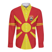 Custom Macedonia Long Sleeve Button Shirt Flag Style - Wonder Print Shop