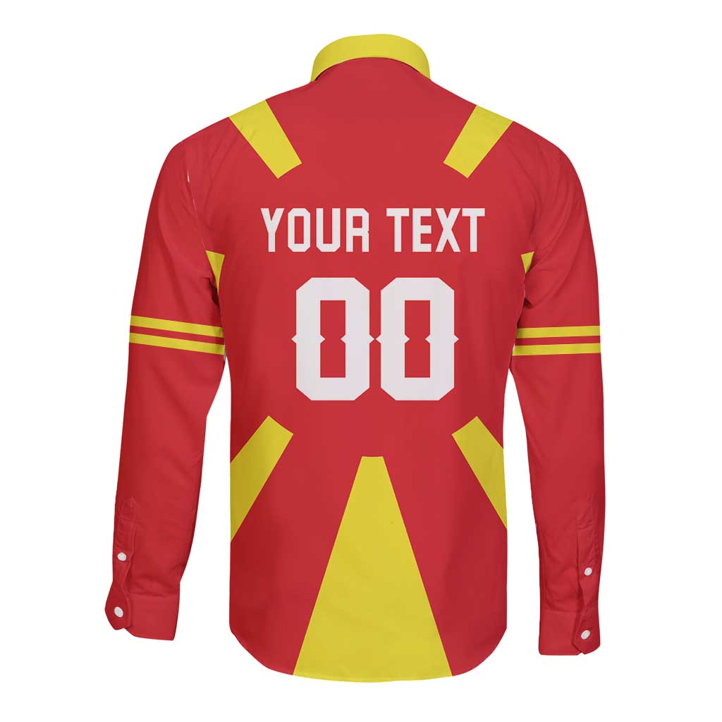 Custom Macedonia Long Sleeve Button Shirt Flag Style - Wonder Print Shop