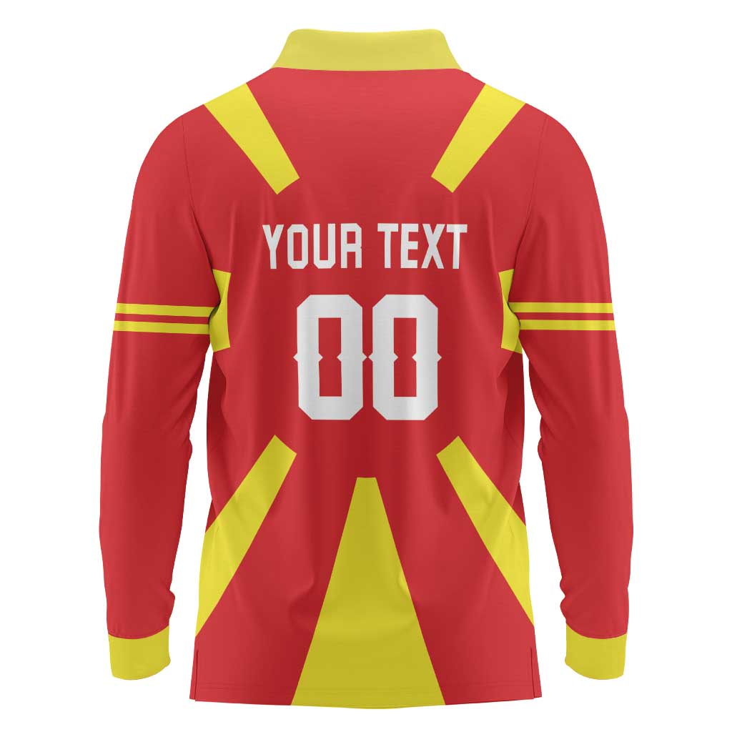 Custom Macedonia Long Sleeve Polo Shirt Flag Style - Wonder Print Shop
