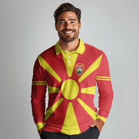 Custom Macedonia Long Sleeve Polo Shirt Flag Style - Wonder Print Shop