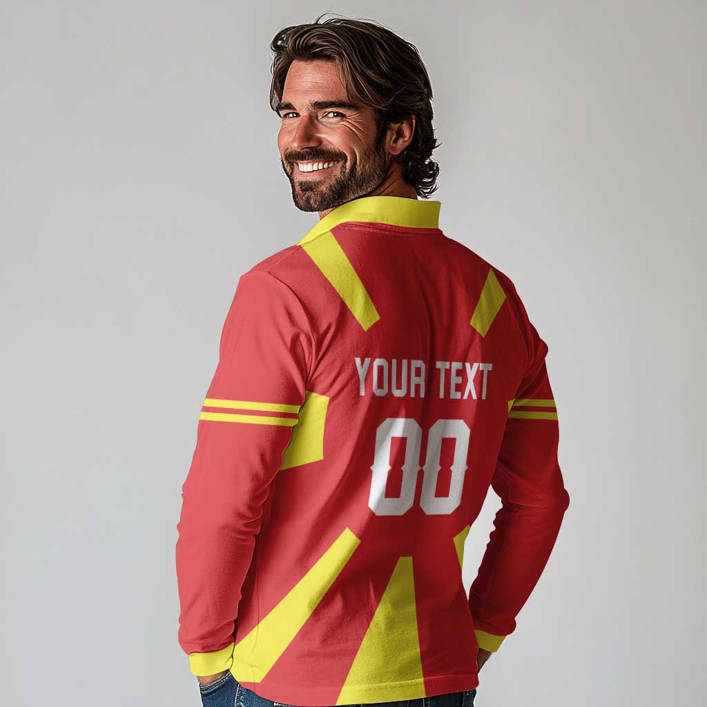 Custom Macedonia Long Sleeve Polo Shirt Flag Style - Wonder Print Shop