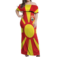 Custom Macedonia Off Shoulder Maxi Dress Flag Style - Wonder Print Shop
