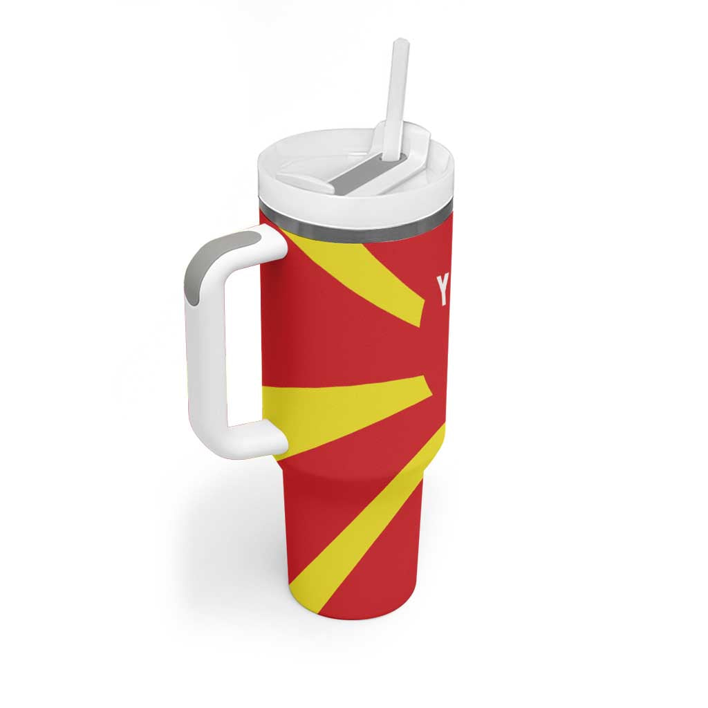 Custom Macedonia Tumbler With Handle Flag Style - Wonder Print Shop