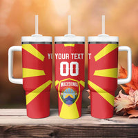 Custom Macedonia Tumbler With Handle Flag Style - Wonder Print Shop
