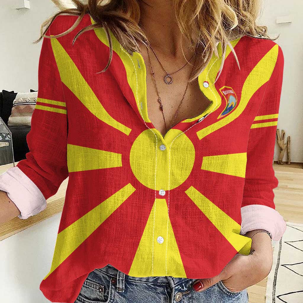 Custom Macedonia Women Casual Shirt Flag Style - Wonder Print Shop
