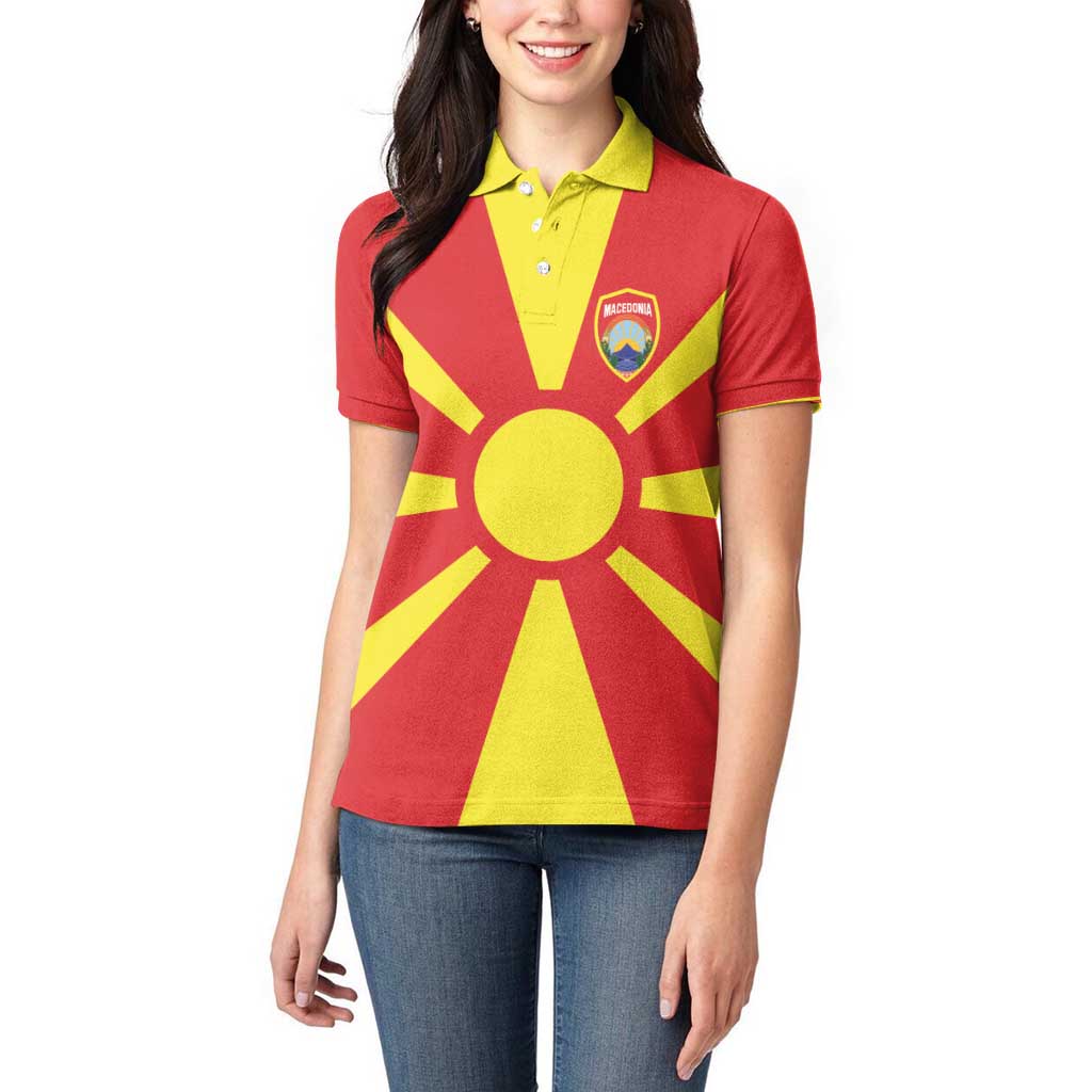 Custom Macedonia Women Polo Shirt Flag Style - Wonder Print Shop