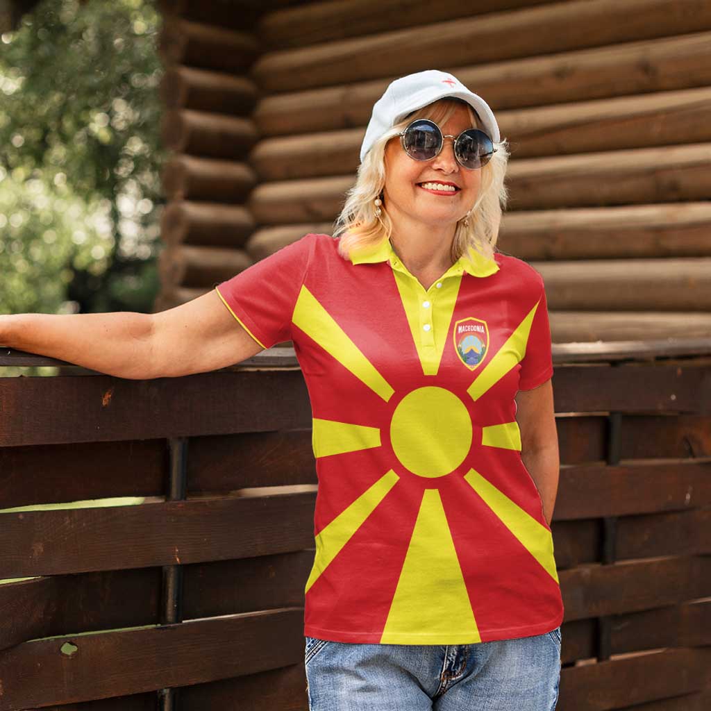 Custom Macedonia Women Polo Shirt Flag Style - Wonder Print Shop