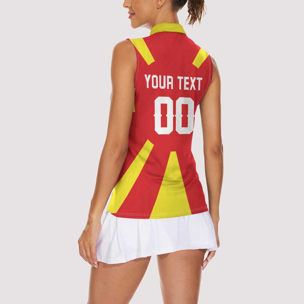 Custom Macedonia Women Sleeveless Polo Shirt Flag Style - Wonder Print Shop