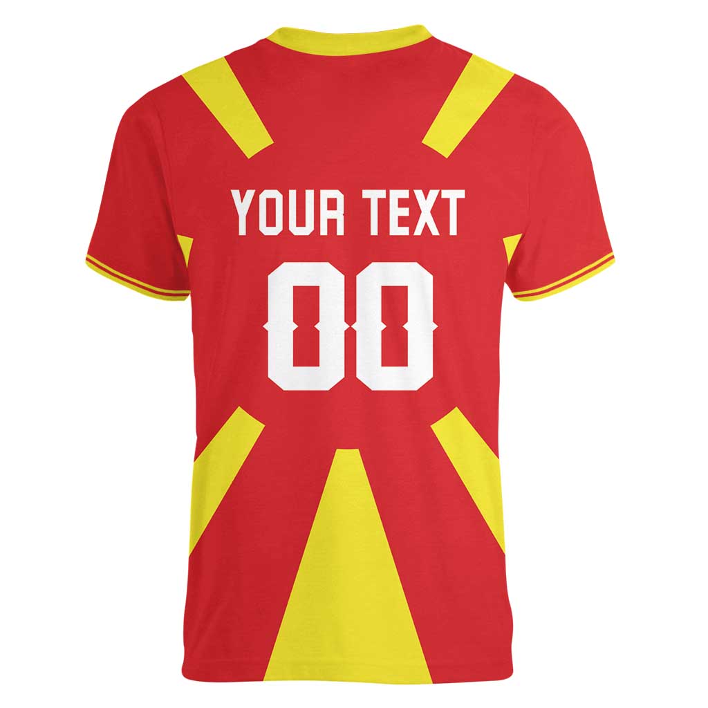 Custom Macedonia Women V-Neck T-Shirt Flag Style - Wonder Print Shop