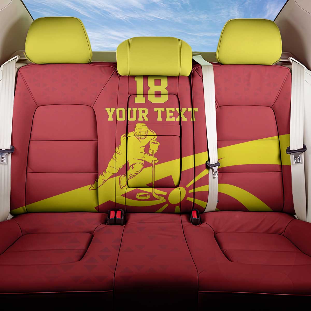 Macedonia Ice Hockey Custom Back Car Seat Cover Go Champion - Wonder Print Shop