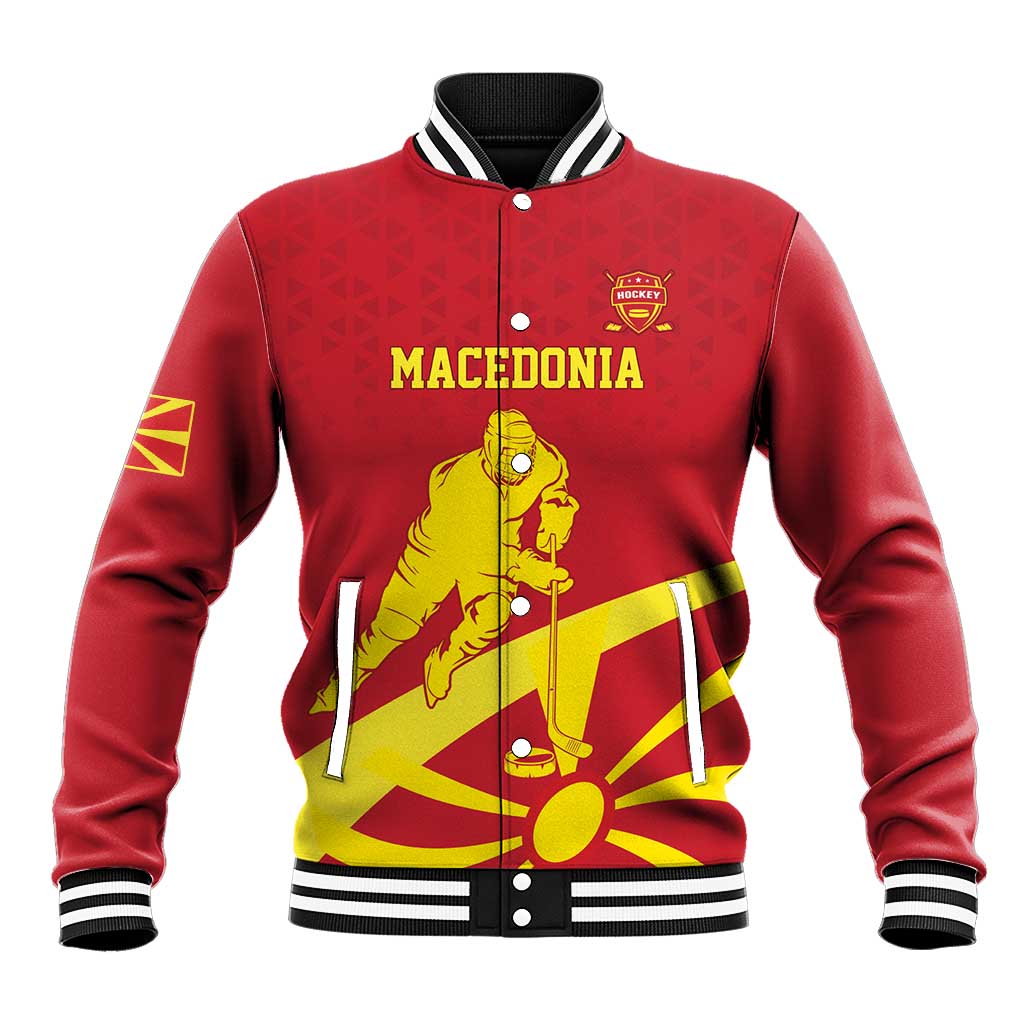 Macedonia Ice Hockey Custom Baseball Jacket Go Champion - Wonder Print Shop