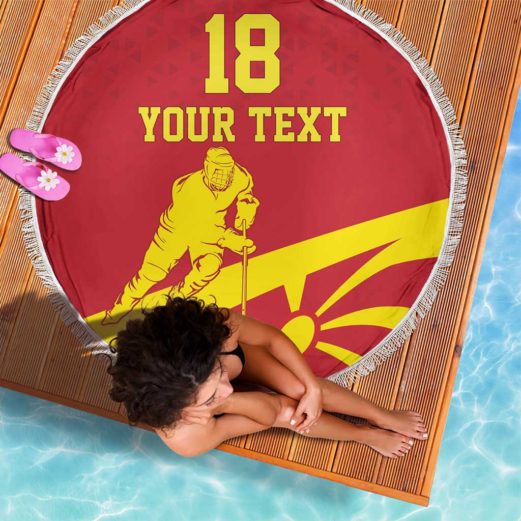 Macedonia Ice Hockey Custom Beach Blanket Go Champion - Wonder Print Shop