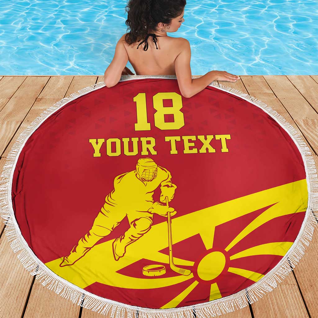 Macedonia Ice Hockey Custom Beach Blanket Go Champion - Wonder Print Shop