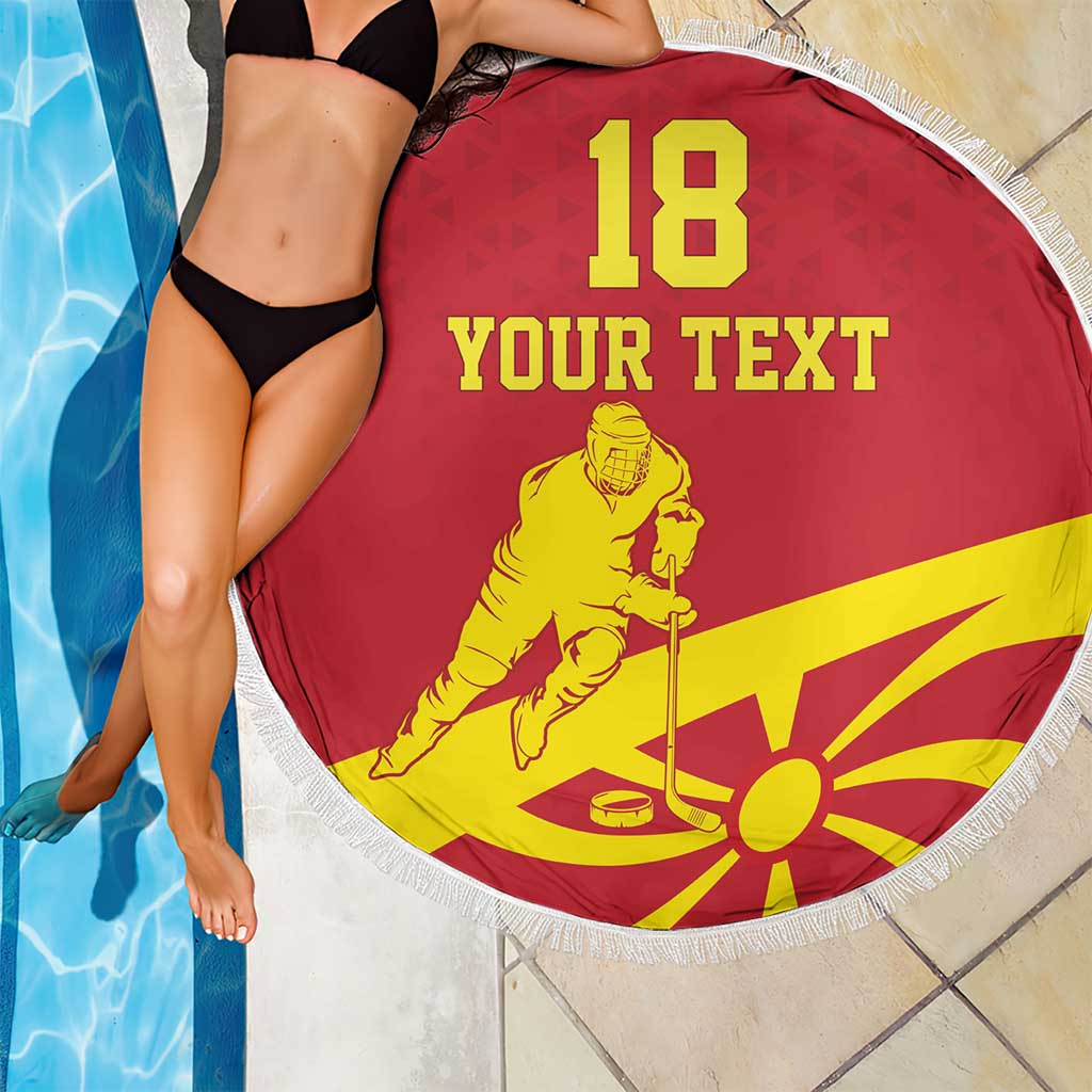 Macedonia Ice Hockey Custom Beach Blanket Go Champion - Wonder Print Shop