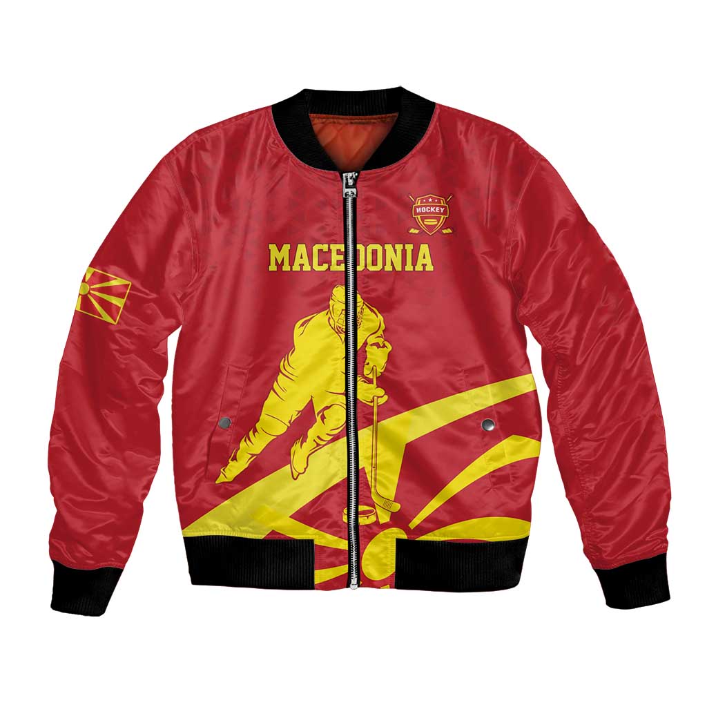 Macedonia Ice Hockey Custom Bomber Jacket Go Champion - Wonder Print Shop