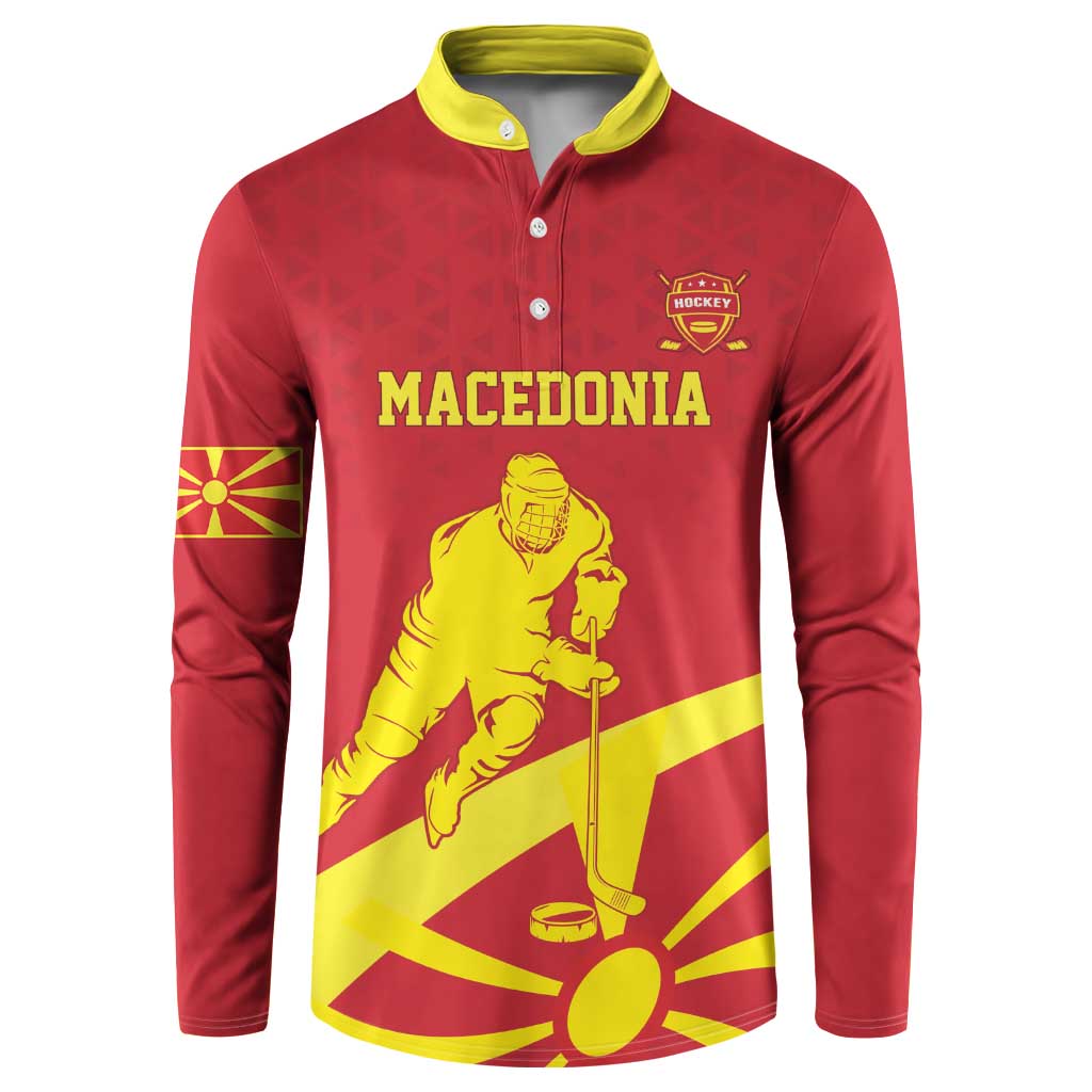 Macedonia Ice Hockey Custom Button Sweatshirt Go Champion - Wonder Print Shop