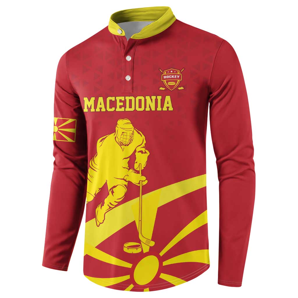 Macedonia Ice Hockey Custom Button Sweatshirt Go Champion - Wonder Print Shop