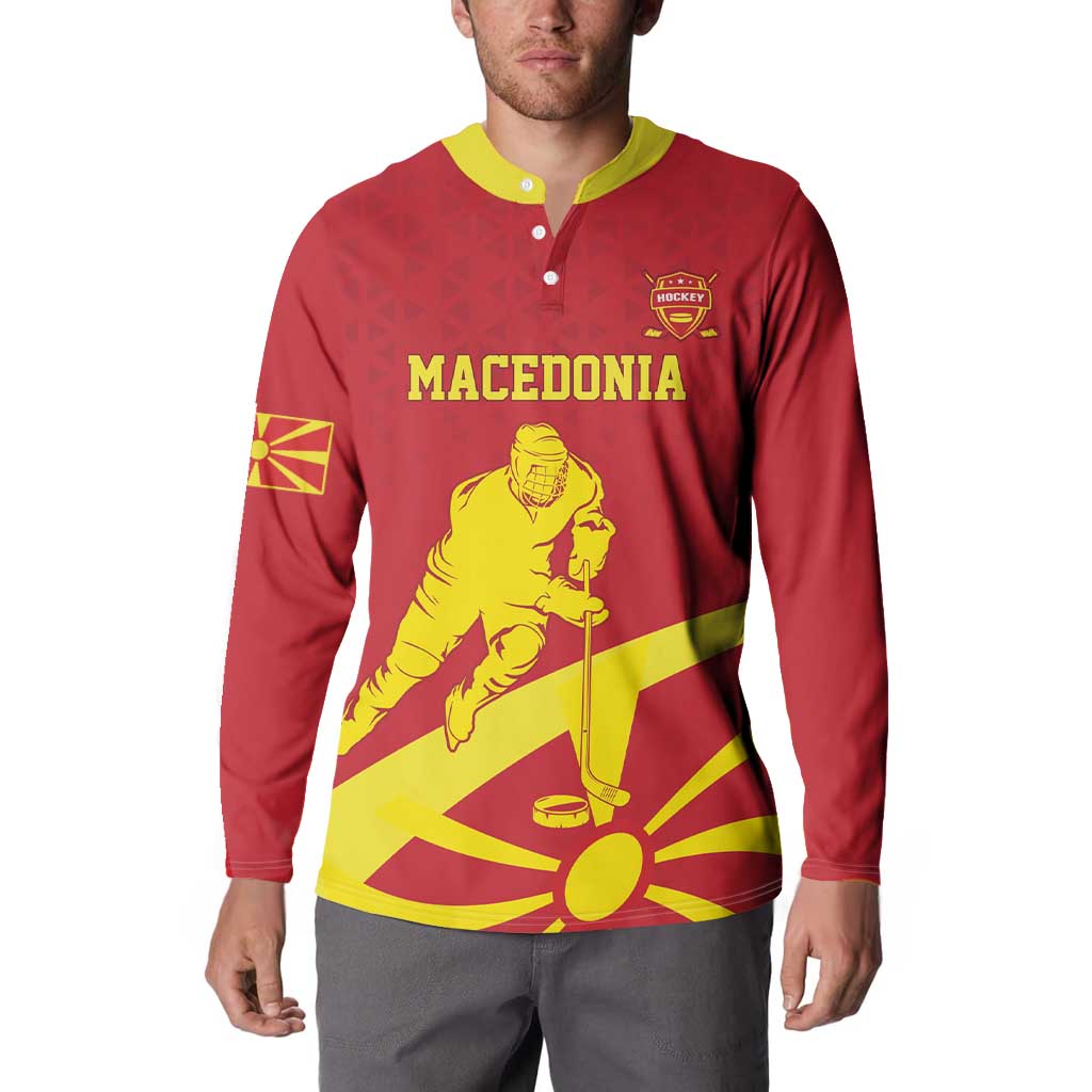 Macedonia Ice Hockey Custom Button Sweatshirt Go Champion - Wonder Print Shop