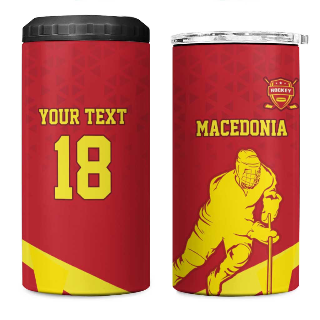 Macedonia Ice Hockey Custom 4 in 1 Can Cooler Tumbler Go Champion - Wonder Print Shop