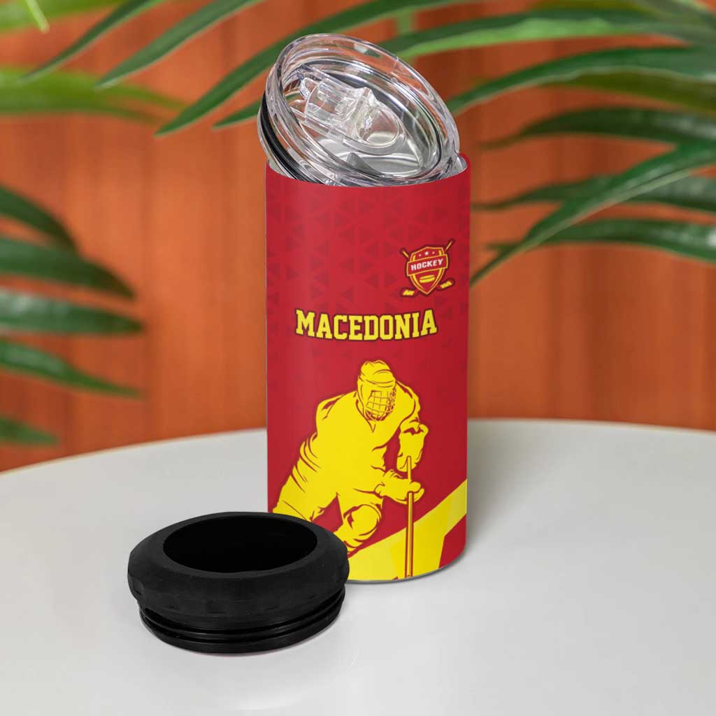 Macedonia Ice Hockey Custom 4 in 1 Can Cooler Tumbler Go Champion - Wonder Print Shop