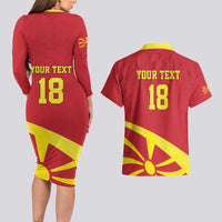 Macedonia Ice Hockey Custom Couples Matching Long Sleeve Bodycon Dress and Hawaiian Shirt Go Champion - Wonder Print Shop