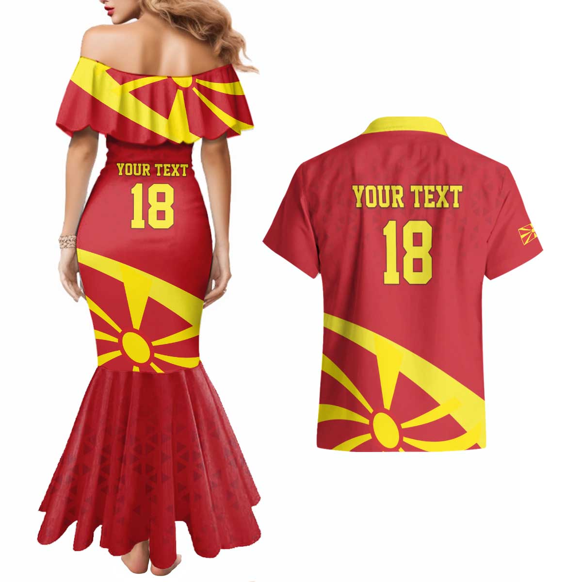 Macedonia Ice Hockey Custom Couples Matching Mermaid Dress and Hawaiian Shirt Go Champion - Wonder Print Shop
