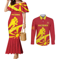 Macedonia Ice Hockey Custom Couples Matching Mermaid Dress and Long Sleeve Button Shirt Go Champion - Wonder Print Shop