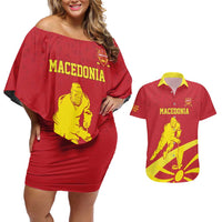 Macedonia Ice Hockey Custom Couples Matching Off Shoulder Short Dress and Hawaiian Shirt Go Champion - Wonder Print Shop