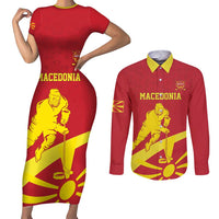 Macedonia Ice Hockey Custom Couples Matching Short Sleeve Bodycon Dress and Long Sleeve Button Shirt Go Champion - Wonder Print Shop