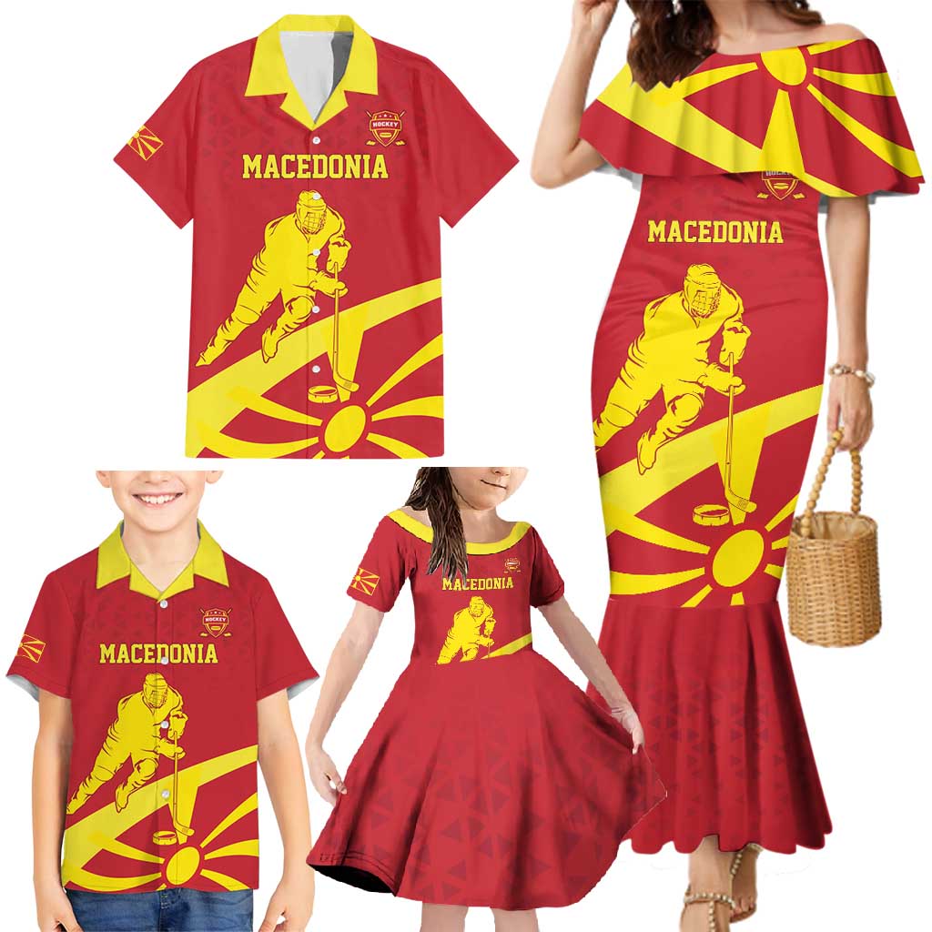 Macedonia Ice Hockey Custom Family Matching Mermaid Dress and Hawaiian Shirt Go Champion - Wonder Print Shop
