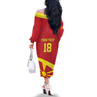 Macedonia Ice Hockey Custom Family Matching Off The Shoulder Long Sleeve Dress and Hawaiian Shirt Go Champion - Wonder Print Shop