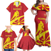 Macedonia Ice Hockey Custom Family Matching Off Shoulder Maxi Dress and Hawaiian Shirt Go Champion - Wonder Print Shop