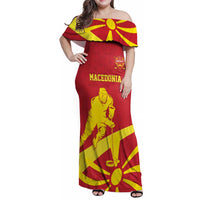 Macedonia Ice Hockey Custom Family Matching Off Shoulder Maxi Dress and Hawaiian Shirt Go Champion - Wonder Print Shop