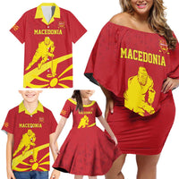 Macedonia Ice Hockey Custom Family Matching Off Shoulder Short Dress and Hawaiian Shirt Go Champion - Wonder Print Shop