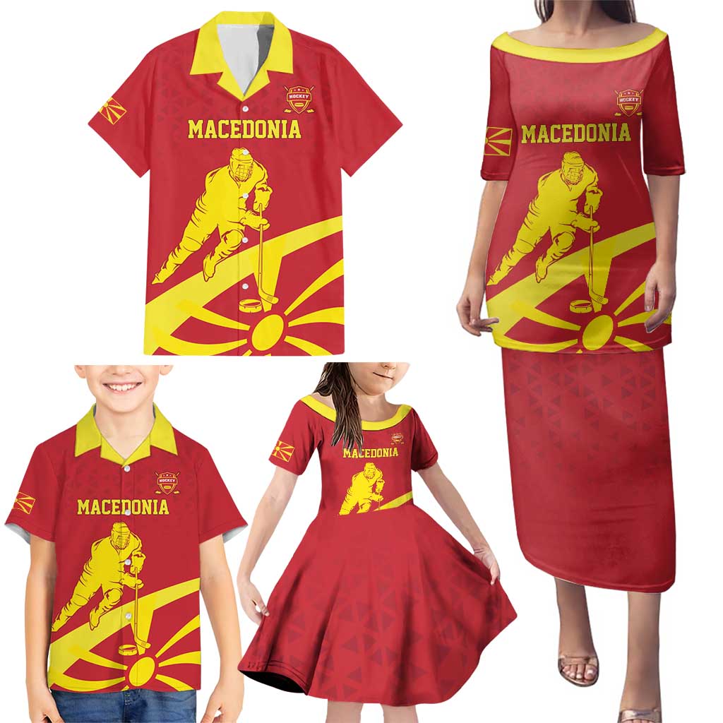 Macedonia Ice Hockey Custom Family Matching Puletasi and Hawaiian Shirt Go Champion - Wonder Print Shop