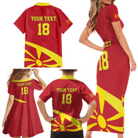 Macedonia Ice Hockey Custom Family Matching Short Sleeve Bodycon Dress and Hawaiian Shirt Go Champion - Wonder Print Shop