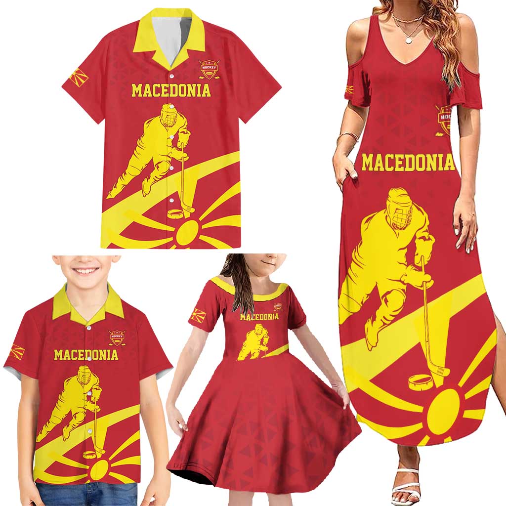 Macedonia Ice Hockey Custom Family Matching Summer Maxi Dress and Hawaiian Shirt Go Champion - Wonder Print Shop
