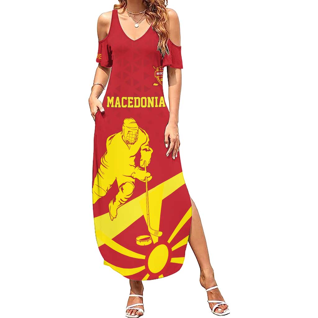 Macedonia Ice Hockey Custom Family Matching Summer Maxi Dress and Hawaiian Shirt Go Champion - Wonder Print Shop