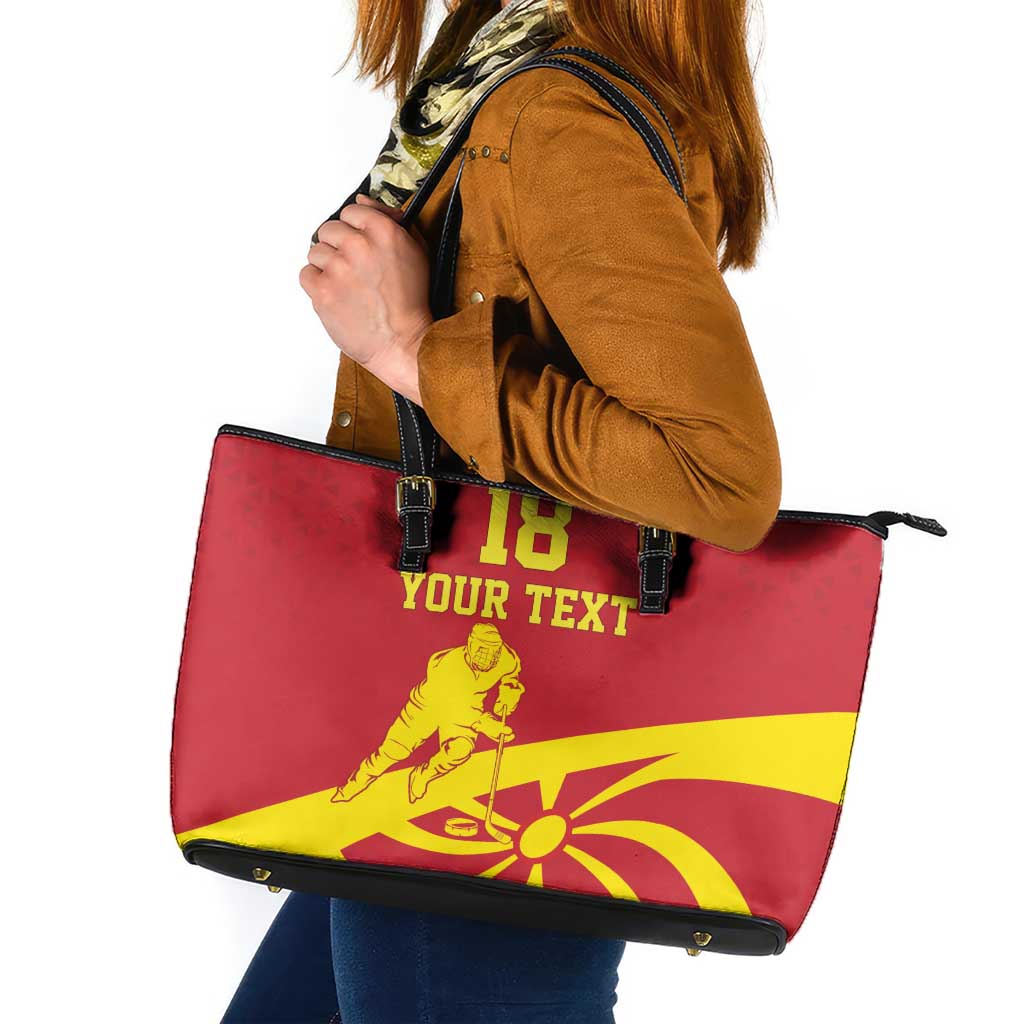 Macedonia Ice Hockey Custom Leather Tote Bag Go Champion - Wonder Print Shop