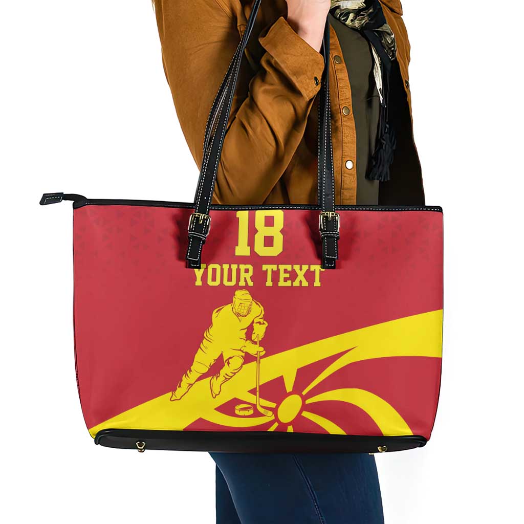 Macedonia Ice Hockey Custom Leather Tote Bag Go Champion - Wonder Print Shop