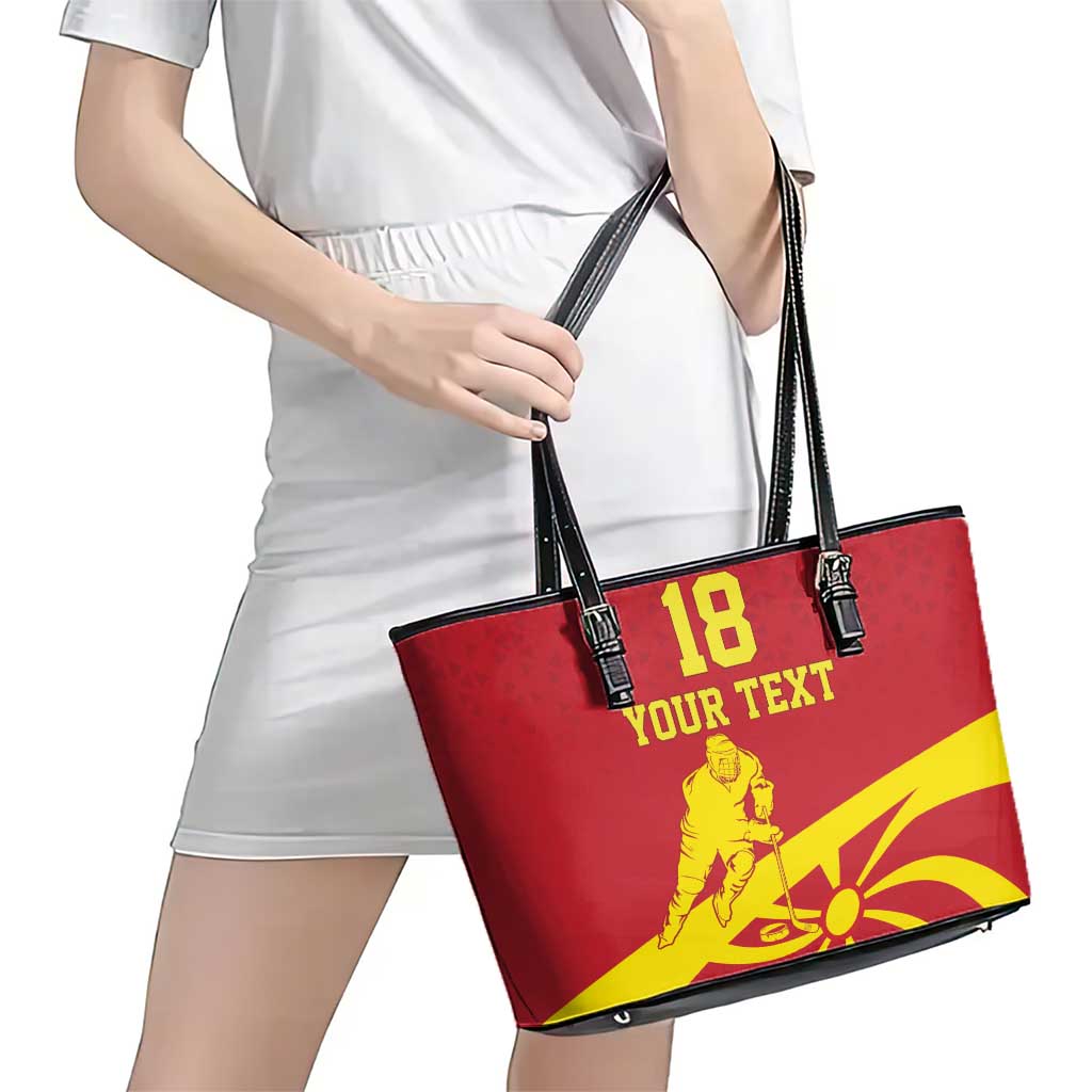 Macedonia Ice Hockey Custom Leather Tote Bag Go Champion - Wonder Print Shop