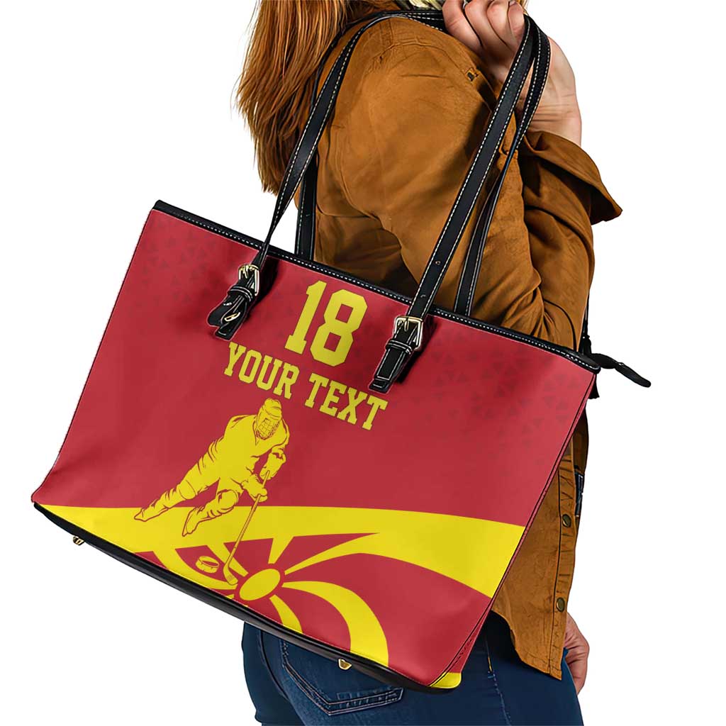 Macedonia Ice Hockey Custom Leather Tote Bag Go Champion - Wonder Print Shop