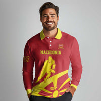 Macedonia Ice Hockey Custom Long Sleeve Polo Shirt Go Champion - Wonder Print Shop
