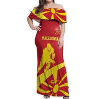 Macedonia Ice Hockey Custom Off Shoulder Maxi Dress Go Champion - Wonder Print Shop