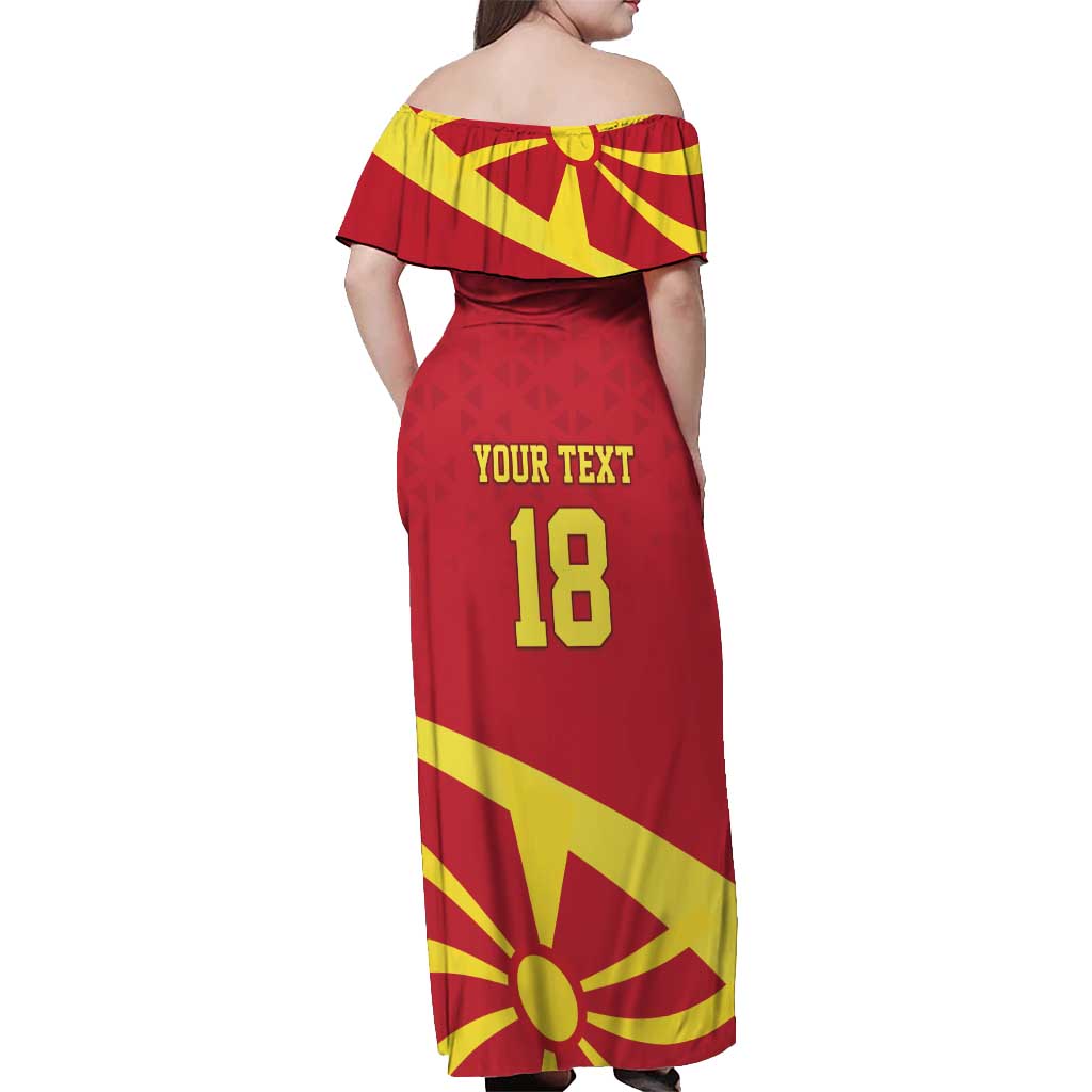 Macedonia Ice Hockey Custom Off Shoulder Maxi Dress Go Champion - Wonder Print Shop