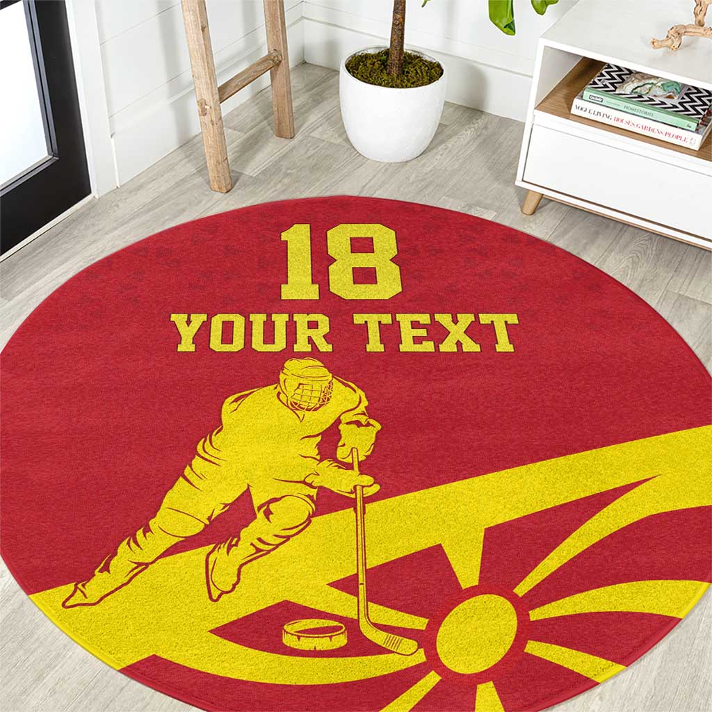 Macedonia Ice Hockey Custom Round Carpet Go Champion - Wonder Print Shop