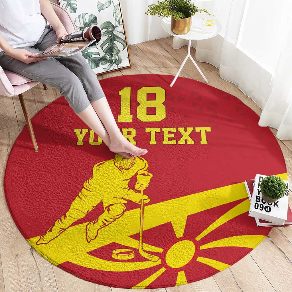 Macedonia Ice Hockey Custom Round Carpet Go Champion - Wonder Print Shop